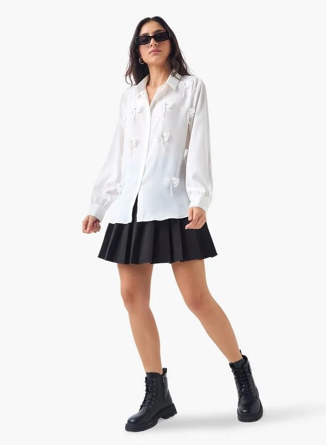 تواكستريمز قميص بأكمام طويلة مزين بفيونكة مطرزة